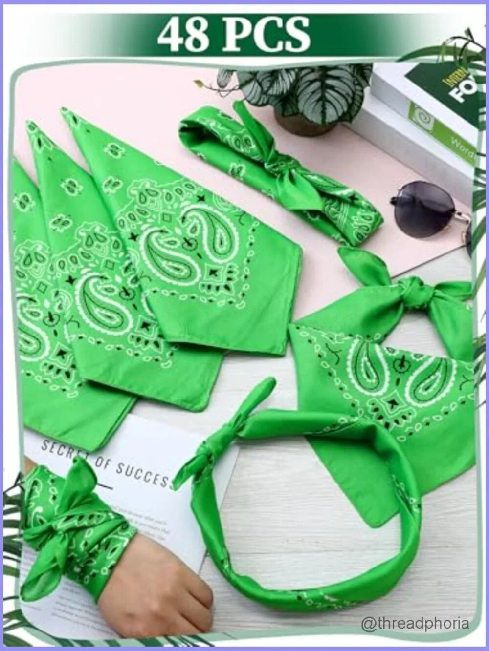 48 Paisley Bandana Set - Soft Polyester Square Scarves for Costumes Parades